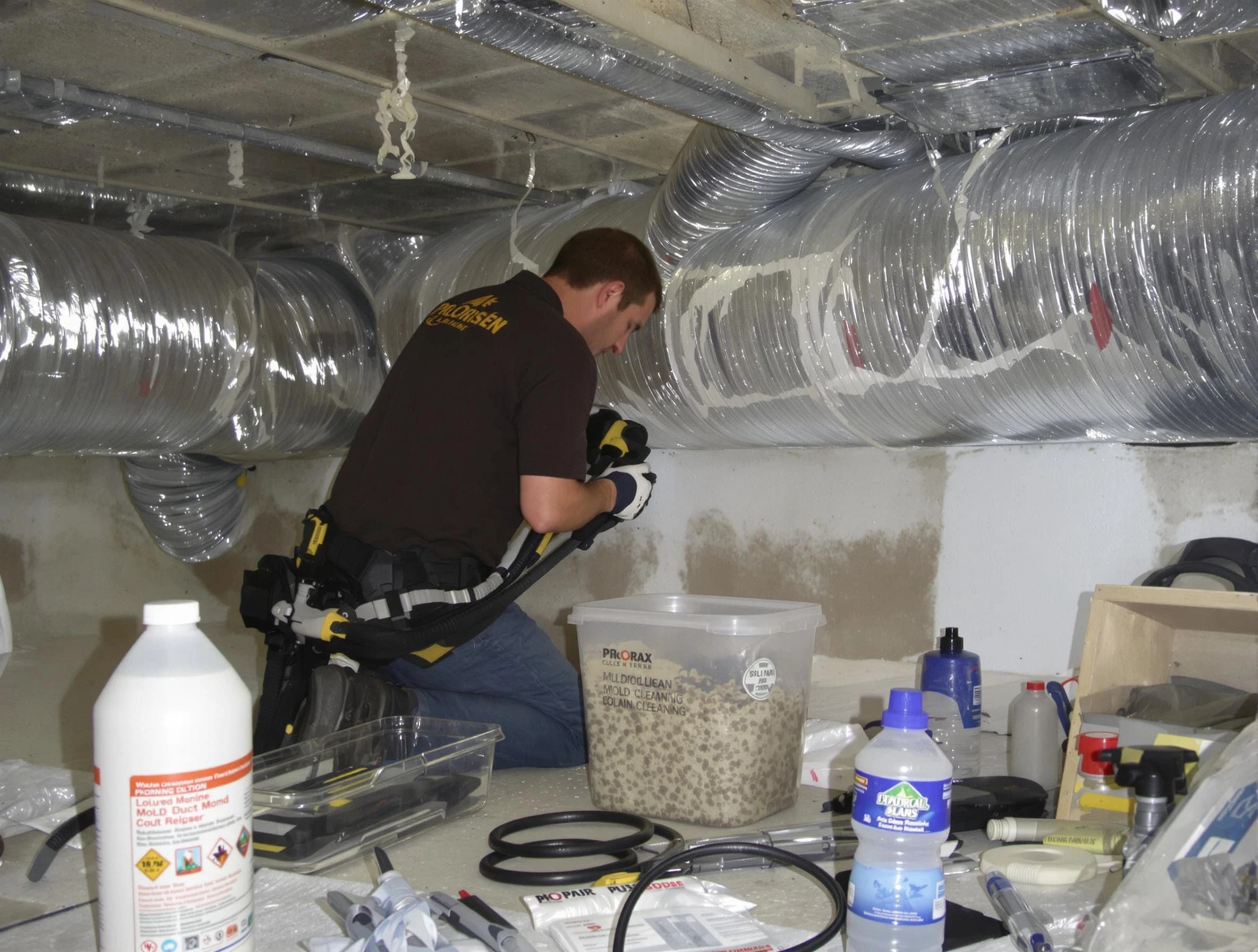 Pell City Air Duct Cleaning specialist performing professional mold removal from air ducts in Pell City