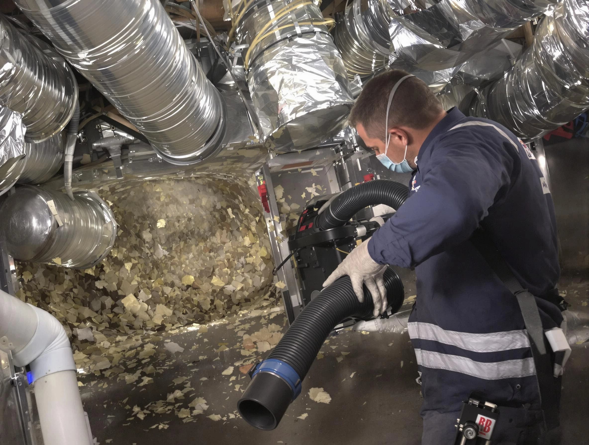Pell City Air Duct Cleaning specialist operating negative pressure cleaning equipment for thorough duct maintenance in Pell City
