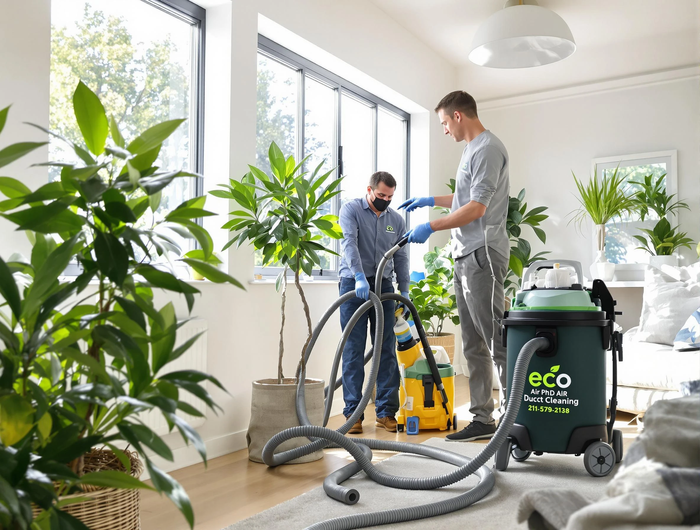 Pell City Air Duct Cleaning technician performing eco-friendly duct cleaning using sustainable methods in Pell City