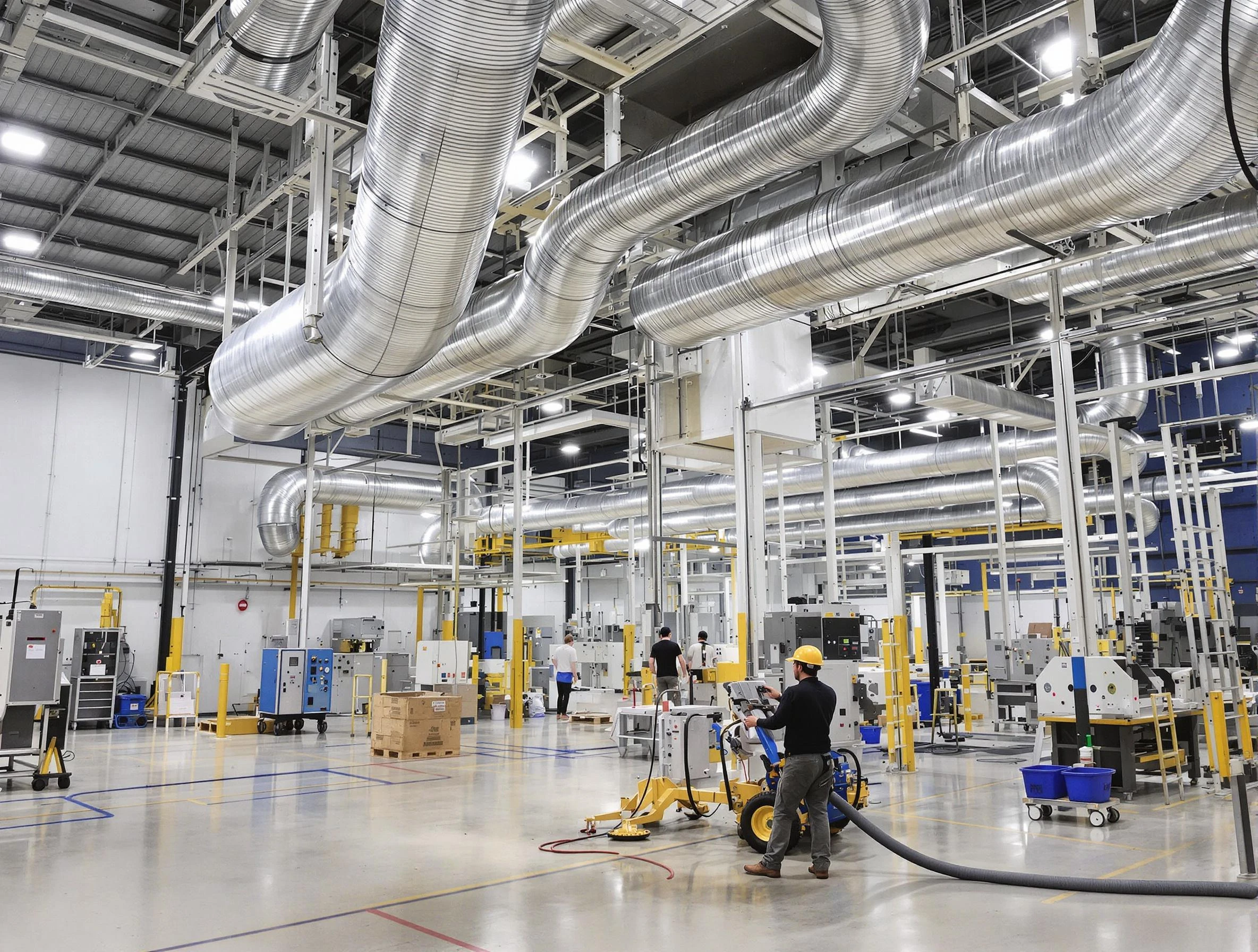 Pell City Air Duct Cleaning team performing comprehensive industrial duct cleaning at a large facility in Pell City
